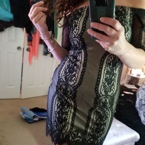 BLACK LACE PROM DRESS